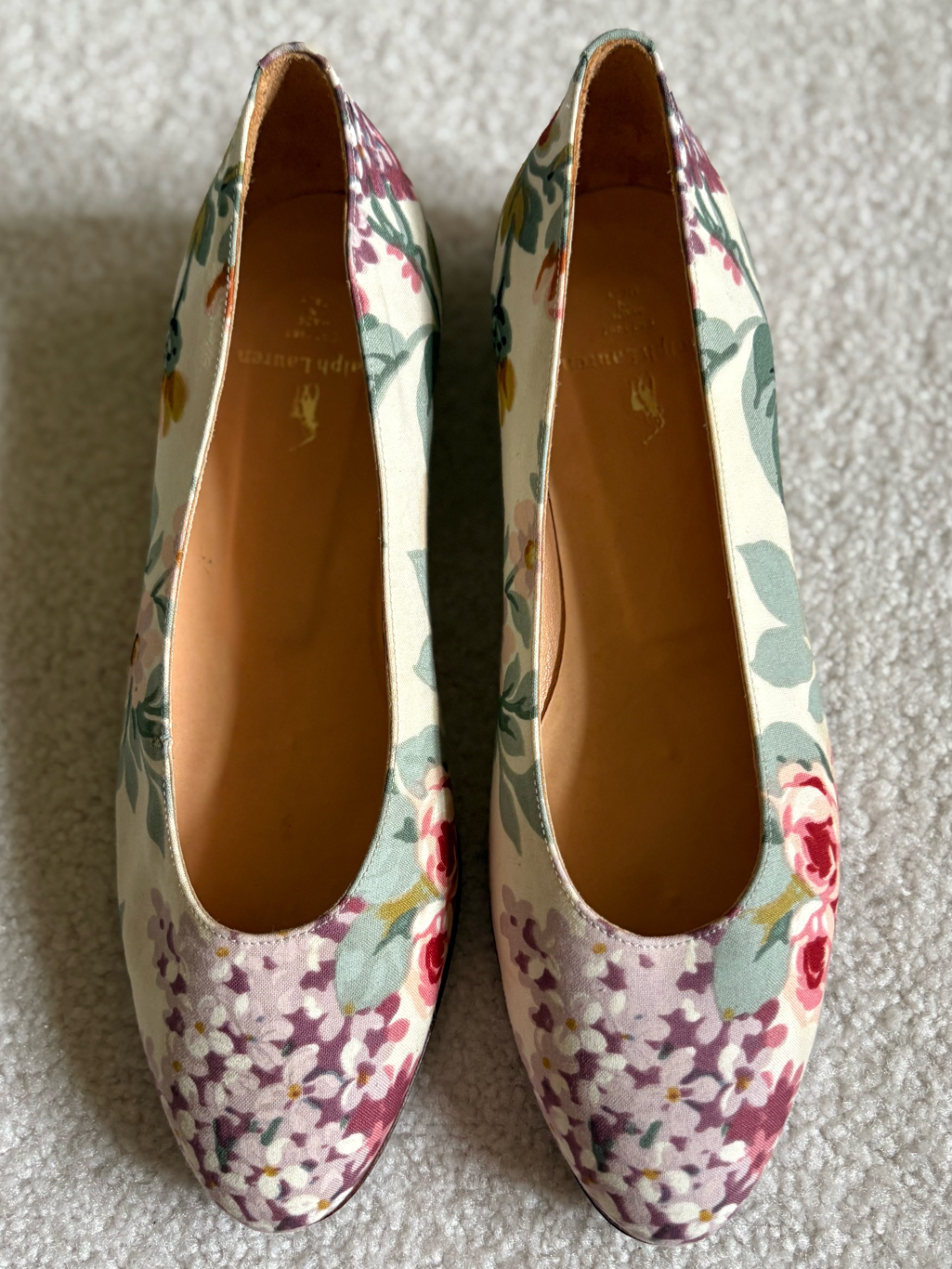 Nwot Ralph Lauren Floral Fabric Ballet Flats Size 7b Made In Italy Rare Find